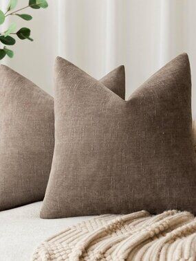 Foindtower 2 Soft Textured Throw Decorative Pillow Covers  26 X 26 Taupe